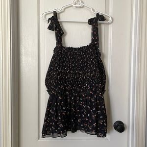 Amaryllis Black Floral Tie Tank Top
